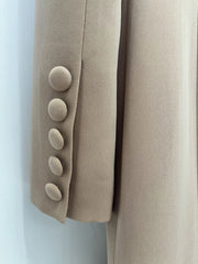 Long Sleeve Lapel Collar Ruffled Blazer Midi Dress