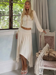 Off Shoulder Top and Asymmetrical Skirt Set