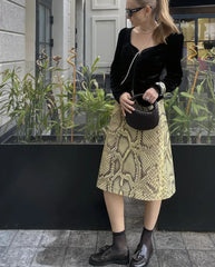 Snake Print Midi Pencil Skirt