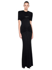 Draped detail maxi dress in black