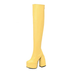 Square High Heeled Over the Knee Boots