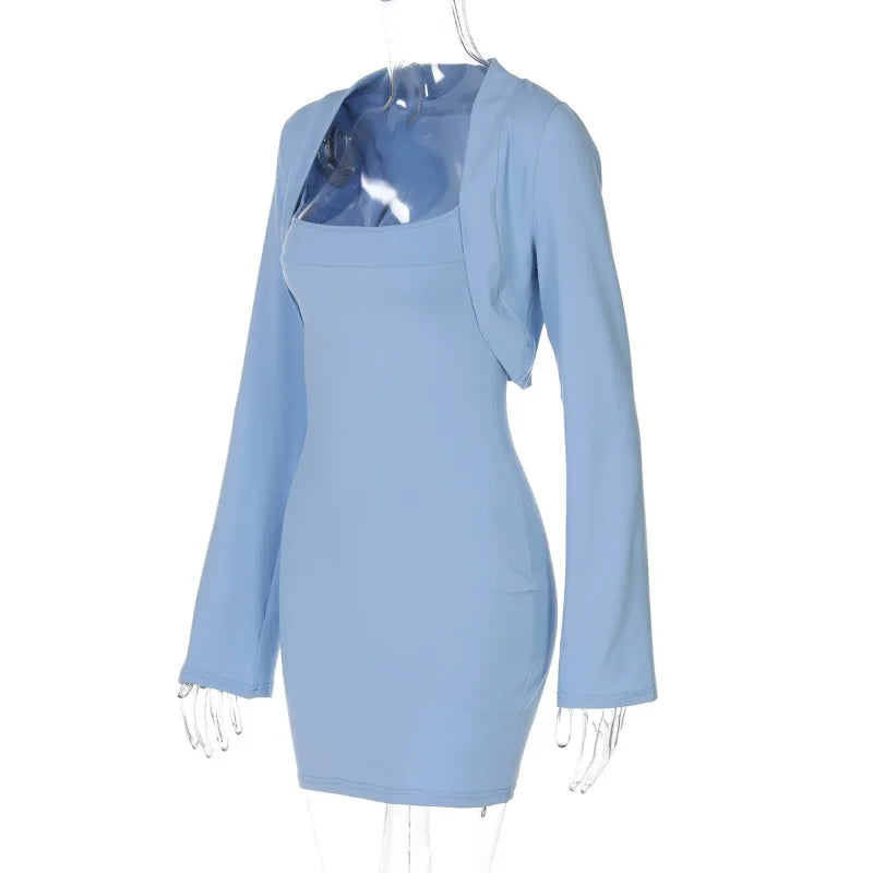 Light blue dress set with long sleeves 