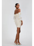 White Lantern Long Sleeve Corset Bodycon Mini Dress