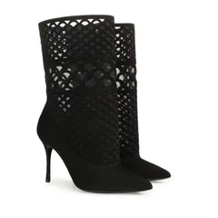 Mesh Fine High-heeled Sleeve Short Boots