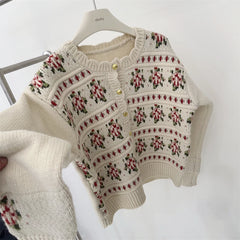 Long Sleeve Round Neck Patterned Sweater