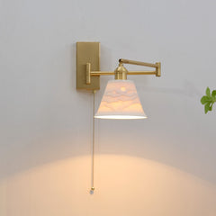 LED Wall Sconce Left Right Rotate Pull Chain Switch Ceramic Light