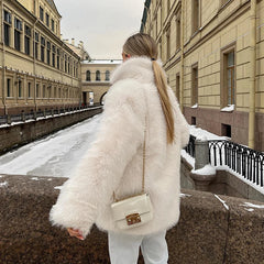 Fluffy Furry Faux Fur Women's Jacket Shaggy Thick Overcoat