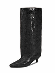 Kitten Heel Crocodile Pattern Boots