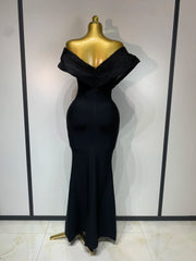 One Shoulder Embellished Neckline Gown