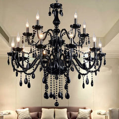 Crystal Black Candle Lamp Villa Chandelier