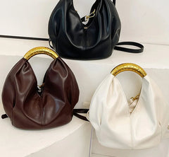 Metal Handle Soft PU Dumpling Shoulder Bag