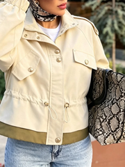 Apricot cropped drawstring hem jacket detail