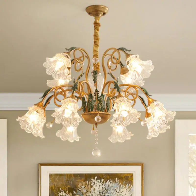 French Pastoral Dining Room Chandelier led candelabra Modern Glass Lighting Luxury Ceiling Chandeliers Crystal Living Room Lamps Golden Atelier 1