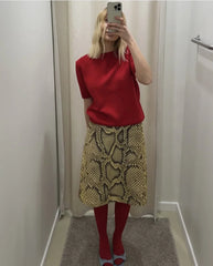 Snake print midi skirt