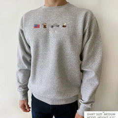 Women's fleece sweatshirt with embroidery details.