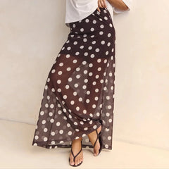 Polka Dot Mesh Maxi Skirt