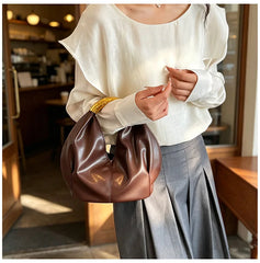 Metal Handle Soft PU Dumpling Shoulder Bag