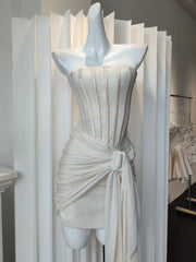 Strapless Corset Draped Wasit Mini Dress