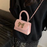 Bow Design Crossbody PU Leather Chain Handbags