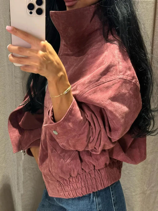 Stand Collar Cropped Jacket