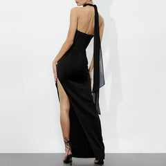 Black Strapless Slit Gown | Sleek Jersey Evening Dress