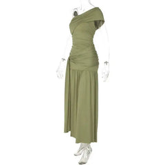 One Shoulder Draped Maxi Dress