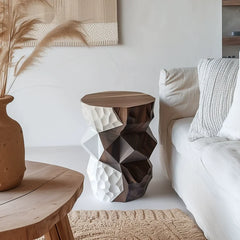 Geometric Solid Wood Stool| Creative Round Side Table| Low Stool