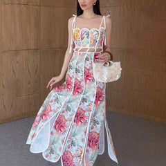 Floral Print Cutout Maxi Set
