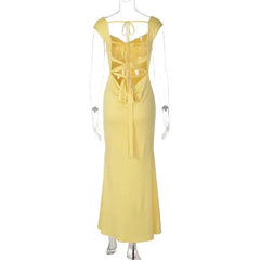 Cap Sleeve Cowl Neck Column Evening Dress