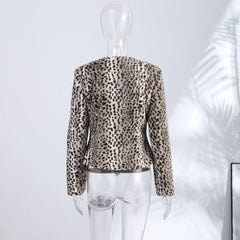 Leopard Print O Neck Jacket