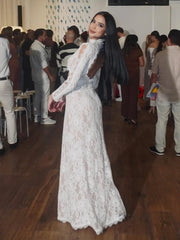 Lace Mock Neck Cutout Long Sleeve Maxi Dress