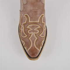 Knee High Embroidery Western Cowgirl Boots