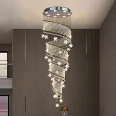 Crystal Star Revolving Long Cone Shaped Modern Chandeliers