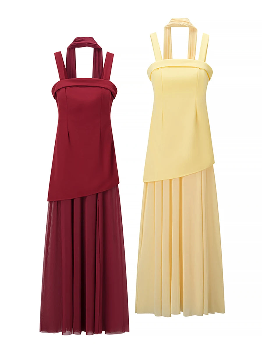 Two dresses, one red and one yellow.