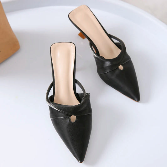 Pointed Toe Fine-heeled Lazy Half Drag Sandal Shoes