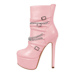 Platform Chain Detail Ankle Boots