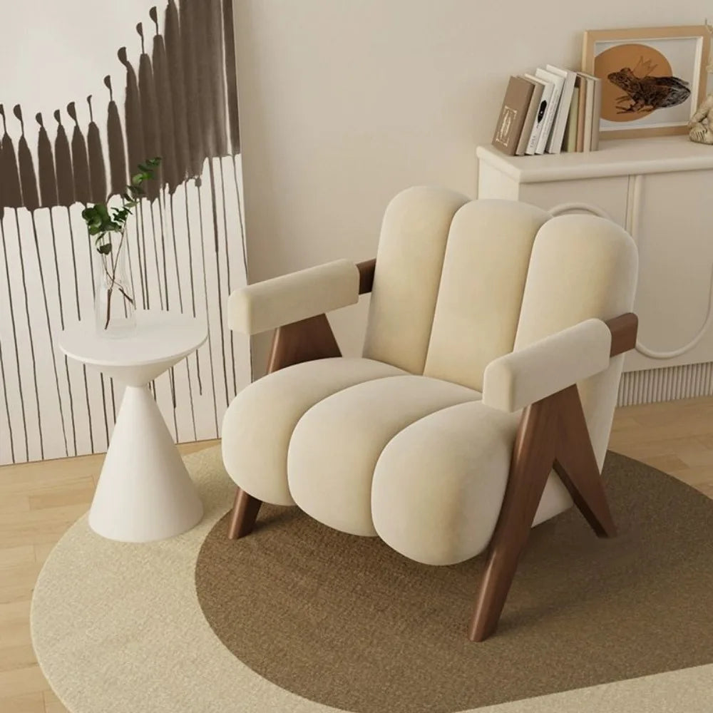 Luxury  fashionable living room single sofa chair, bedroom sofa chair, Japanese cream style balcony leisure chair, furniture Golden Atelier