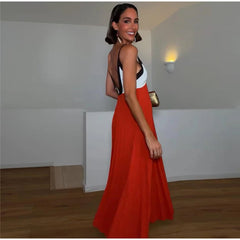 Colorblock Chain Strap Maxi Dress