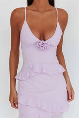 Rose Embellished Ruffle Maxi Dress