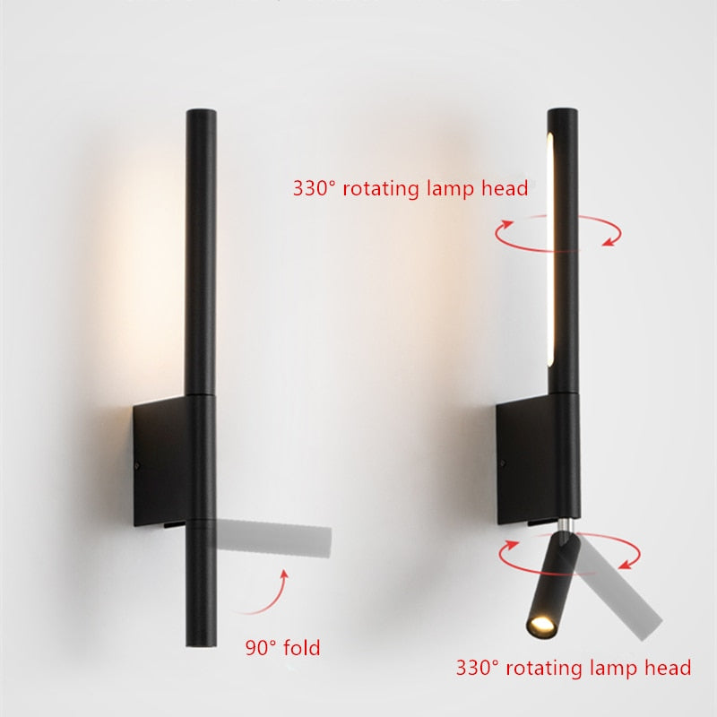 330 degree rotation adjustable wall Lamp Reading Light with Switch
