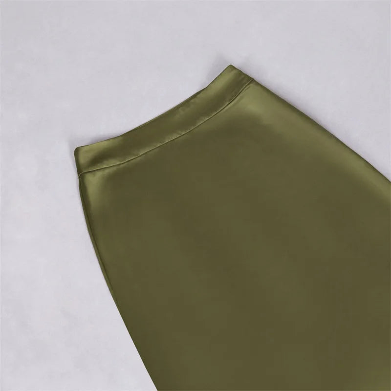 Olive green fabric on a light gray background