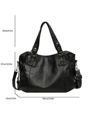Faux Soft Leather Rivet Detail Tote Bag