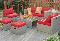 Rattan Furniture Set With Waterproof Cover Cushion