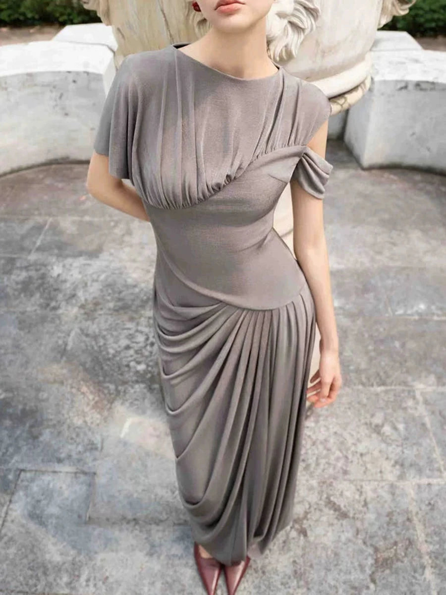 Detailed View of Draped Maxi Dress Silhouette