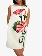 Sleeveless Embroidered Floral Mini Dress