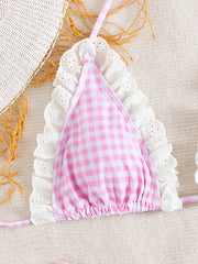 Gingham Ruffled Bikini Set