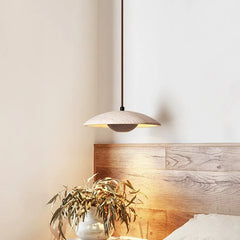 Cream Style Natural Stone Wood Hanging Lighting Fixture