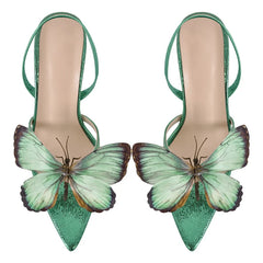 Butterfly Strap Clear Heel Sandals