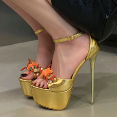 Seashell Embellished Platform Stiletto Heels