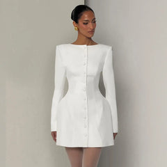 Button Structured Blazer Mini Dress